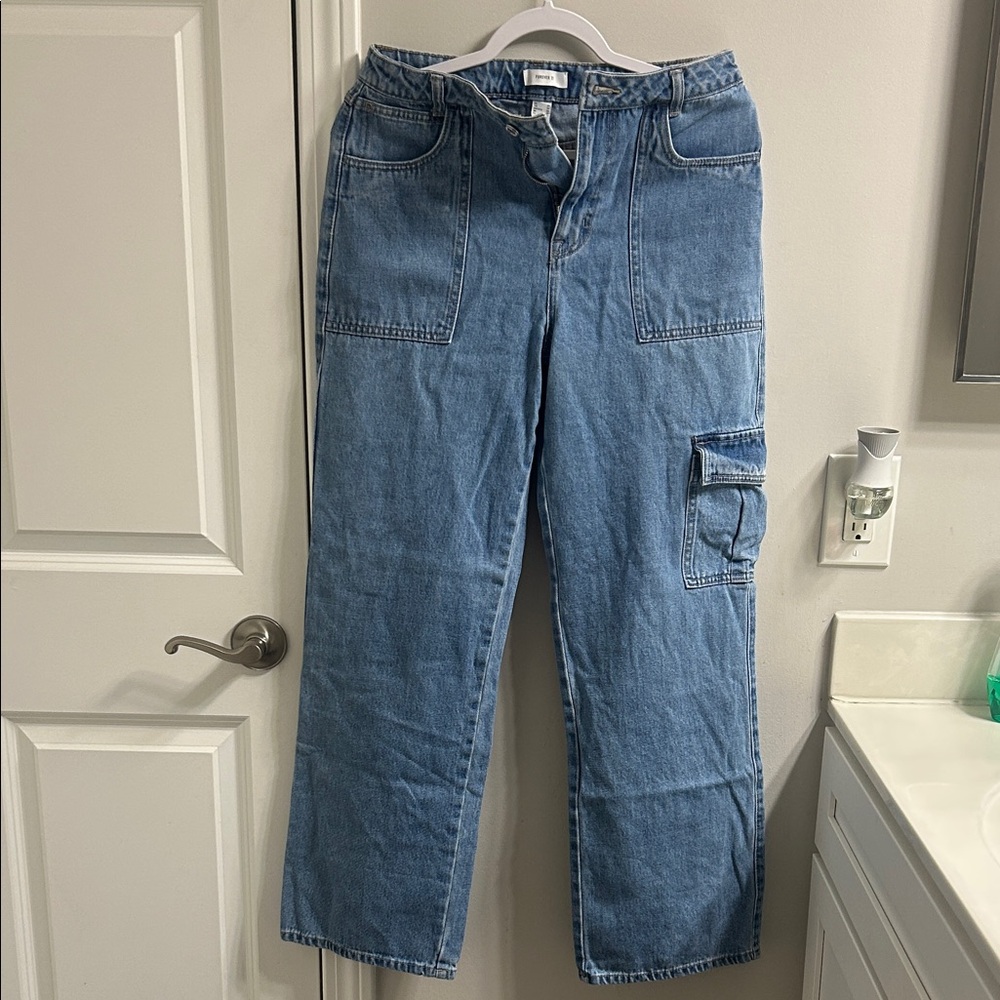 Forever 21 Light Blue Cargo Jeans